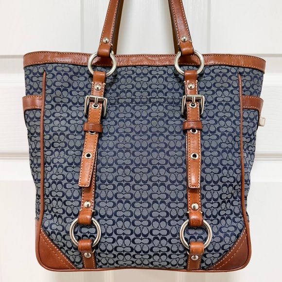 Coach Gallery Vintage Tote in Mini Signature Jacquard with Brown Leather Trim - Picture 5 of 13